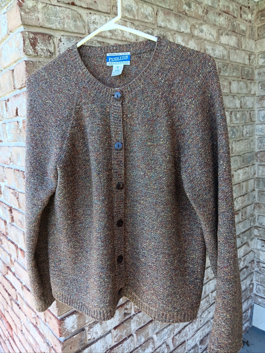 Vintage Pendleton Brown Speckled Crewneck Button Cardigan